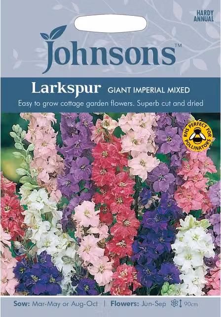 Johnsons Larkspur Giant Imperial Mixed Flower Seeds, Multicolour
