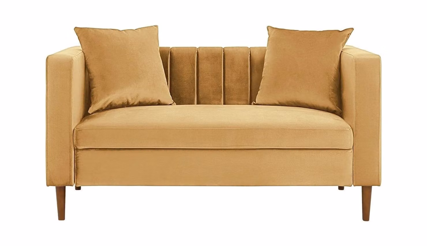Everly 2 Seater Velvet Sofa in Camel by Cheap Furniture Warehouse, W/D/H: 148 x 83 x 78 cm
