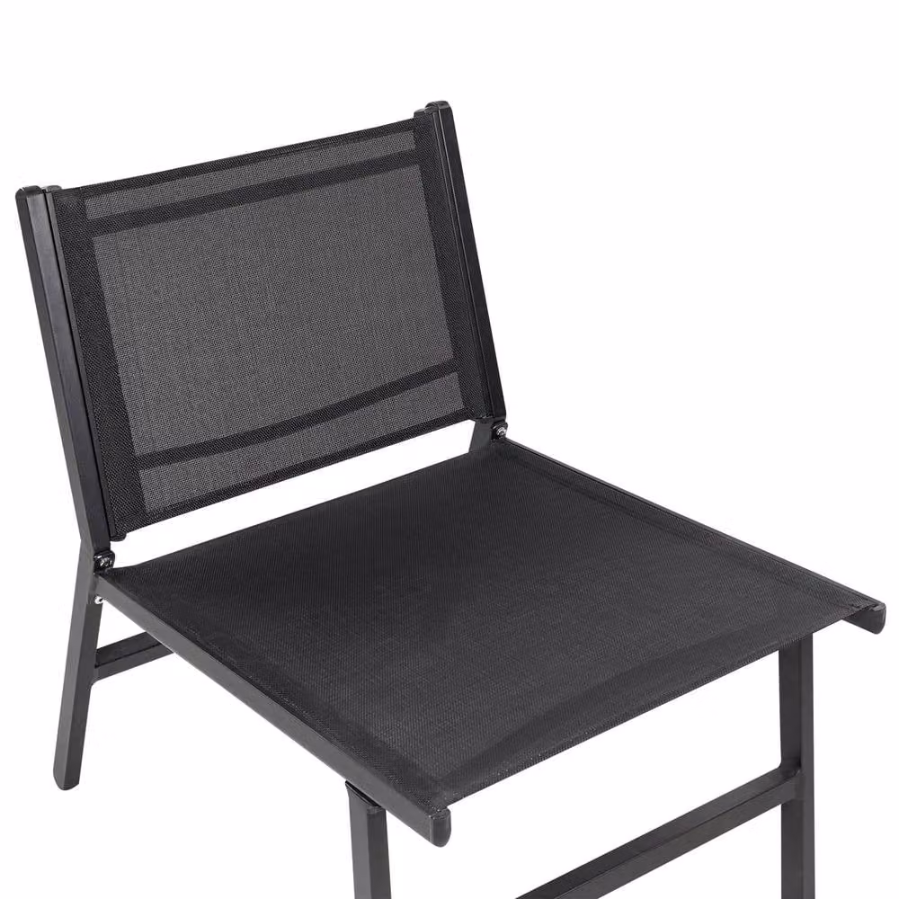 Wyld and Coco Set of 2 Black Textilene Garden Chairs with Footrests and Aluminium Metal Frame – 6