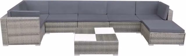 Berkfield Home 8 Piece Grey Poly Rattan Garden Lounge Set with Cushions – 1