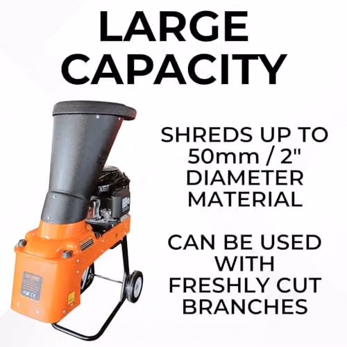 Ark Mat 4HP Petrol Wood Chipper Shredder Mulcher in Orange with 159cc Engine and Belt Drive Transmission – 2