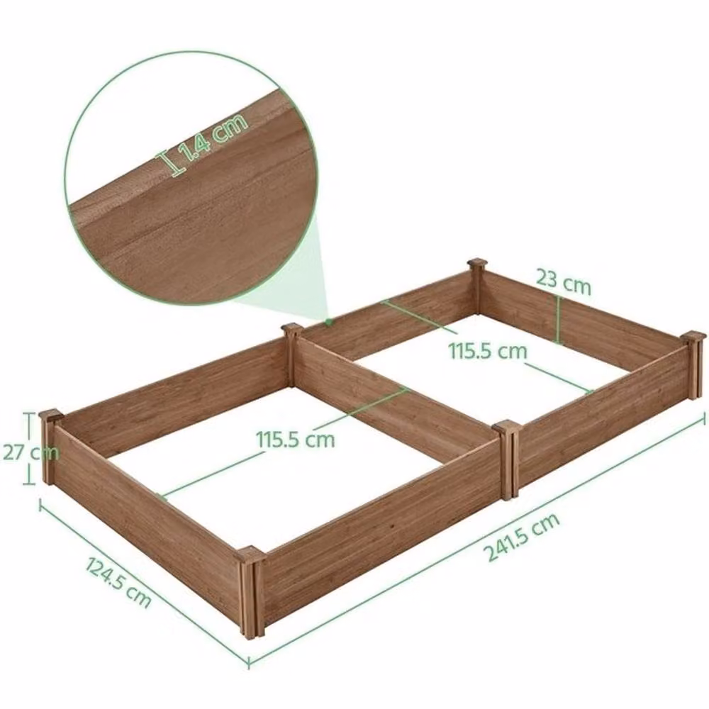 Kelvenix Wooden Raised Garden Bed in Brown, W/D/H: 124.5 x 27.0 x 124.5 cm – 1