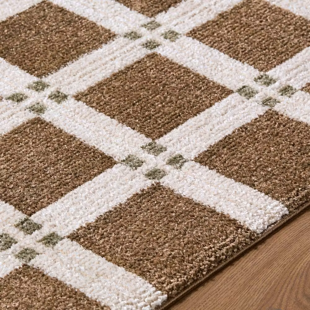Livabliss La Luna Geometric Art Deco Living and Dining Rug in Dark Brown, White, Grey and Green, W: 200 cm, D: 275 cm – 3