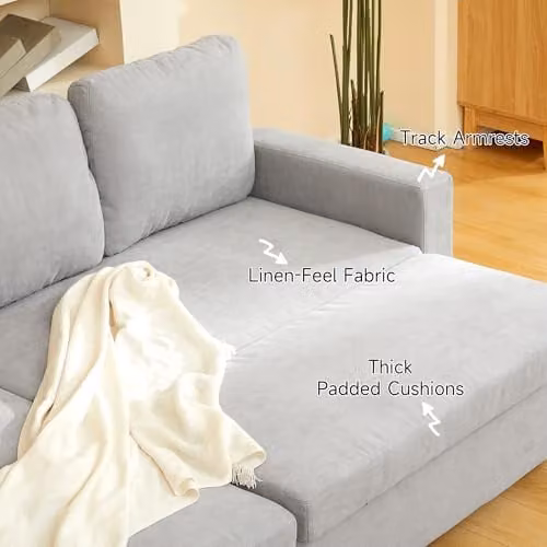 HOMCOM L Shaped 3 Seater Corner Sofa Bed with Reversible Chaise and Pull Out Drawer, Grey – 3
