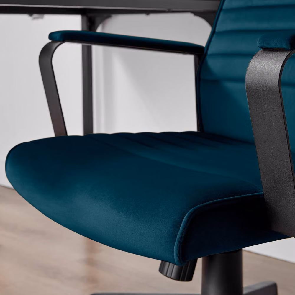FurnitureboxUK Centro Blue Velvet Reclining Office Chair – 3