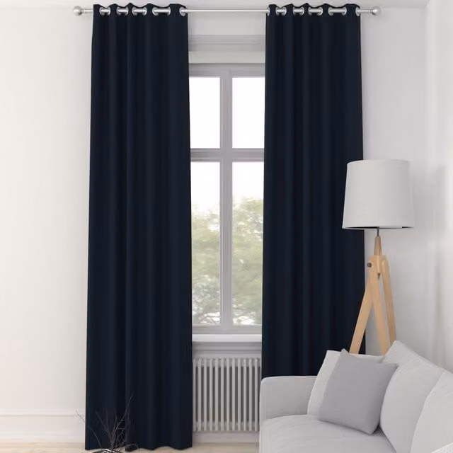 Terrys Clarence Made to Measure Opaque Velvet Eyelet Curtain Panel in Blue