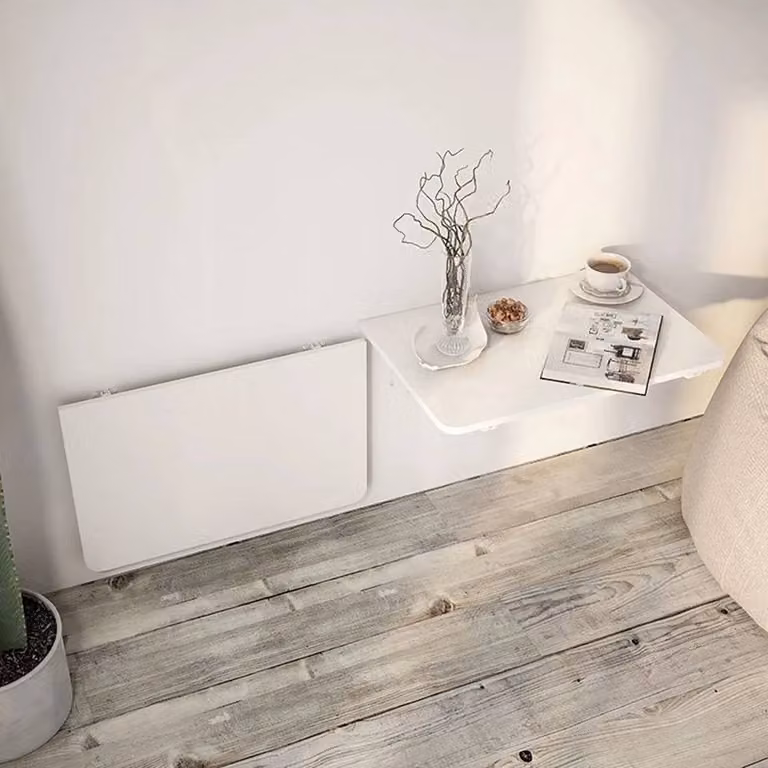 KORVIXA White Folding Wall Mounted Computer Desk with Drop-Leaf Design, W: 80 cm, D: 40 cm
