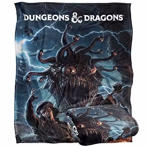 Hasbro Dungeons and Dragons Monster Manual Art Fleece Blanket, Multicolour, W/D/H: 152 x 127 cm