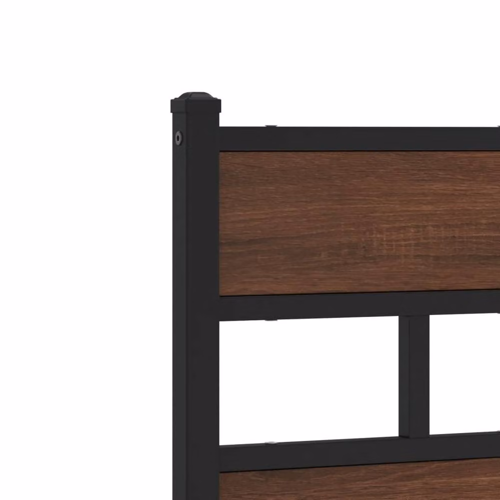 Berkfield Home Small Double Bed Frame with Headboard in Brown Oak, W/D/H: 120 x 200 cm – 5