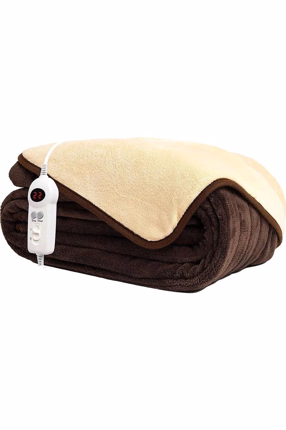 Homefront Electric Heated Fleece Blanket in Chocolate and Cream, W/D/H: 200 x 130 cm – 3