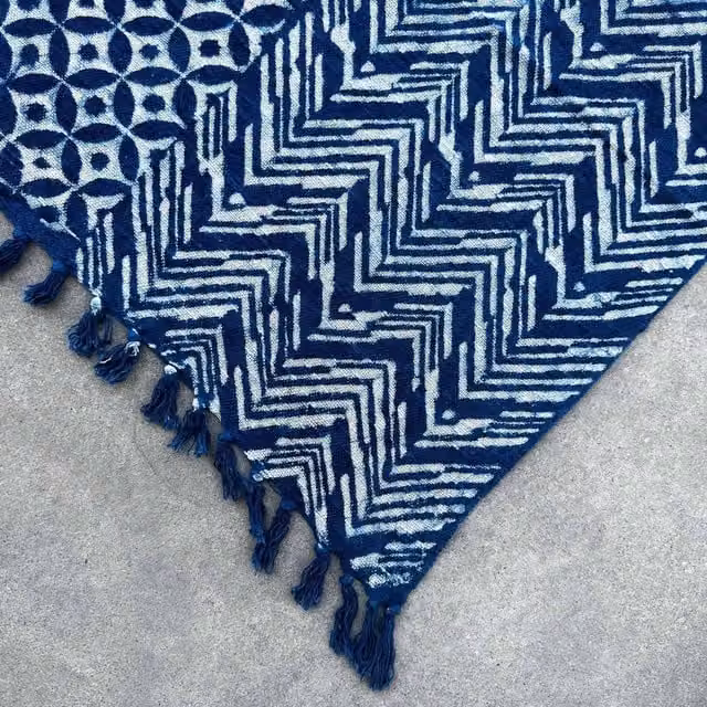 Namoona Handmade Indigo Blue Chevron Throw