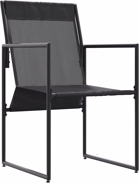 Berkfield Home Set of 4 Modern Black Textilene Garden Chairs with Cushions – 1