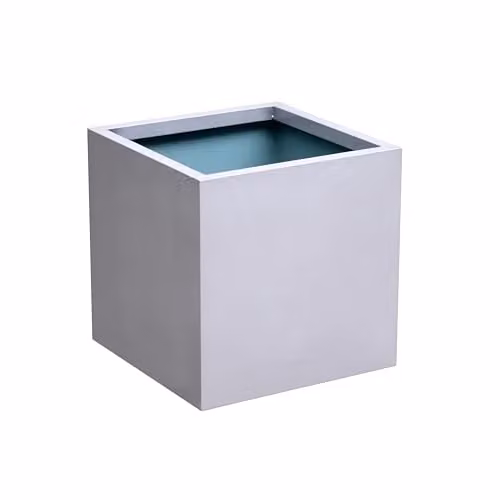 Primrose Silver Galvanised Steel Cube Planter Pot 40cm