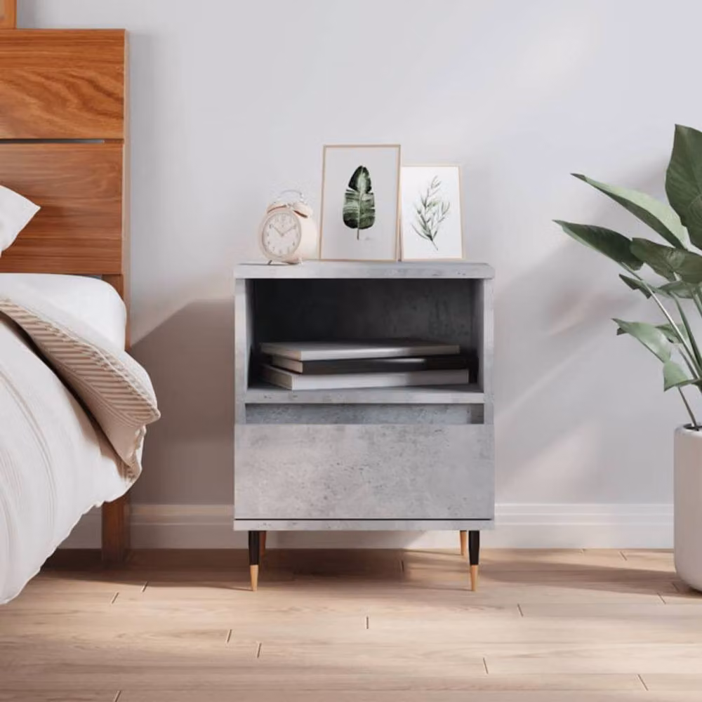 Berkfield Home Bedside Cabinet in Concrete Grey, W/D/H: 40 x 35 x 50 cm – 2