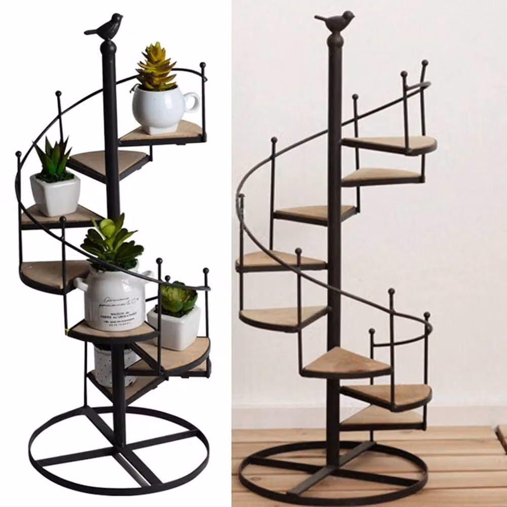 KORVIXA 8 Tier Wood and Metal Plant Stand Flower Pot Holder in Matt Black – 3