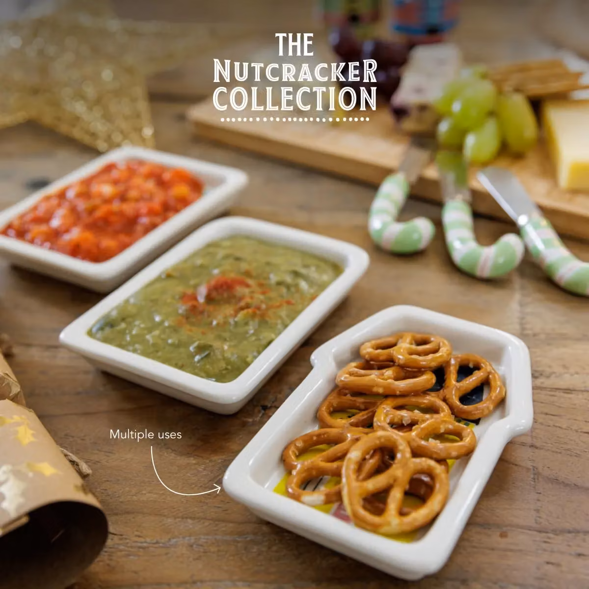 KitchenCraft The Nutcracker Collection 3-Piece Decorative Ceramic Plate Set in White and Multicolour – 6