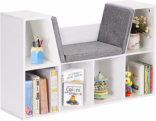Costway 6-Cube Freestanding Kids Bookcase and Display Shelving Unit in White