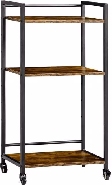 Havendro 3-Tier Brown Rolling Printer Stand and Utility Trolley with Adjustable Shelves