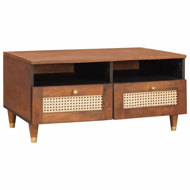 Berkfield Home Mango Wood Coffee Table with Drawer and Shelf in Brown