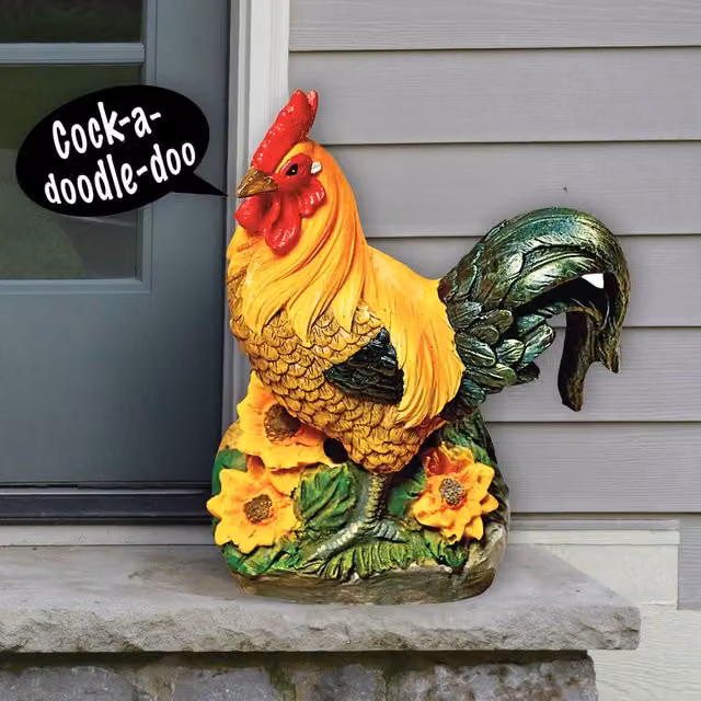 Coopers of Stortford Gainsborough Multicolour Polyresin Motion-Activated Rooster Ornament with Sound – 1