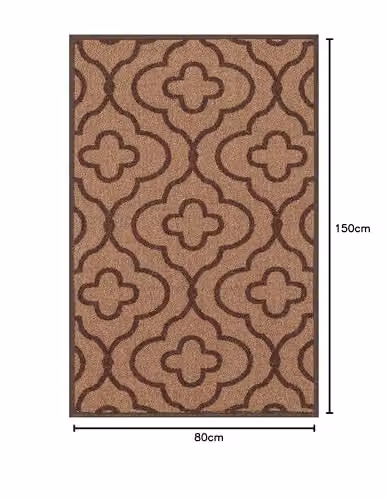 Desire Rugs Non-Slip Machine Washable Kitchen Floor Mat, Quatrefoil Design, Beige, W: 80 cm, L: 150 cm – 2