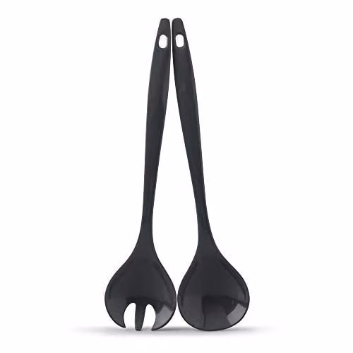 Zeal Melamine Salad Server Set of 2 in Grey and Black, Length: 29 cm