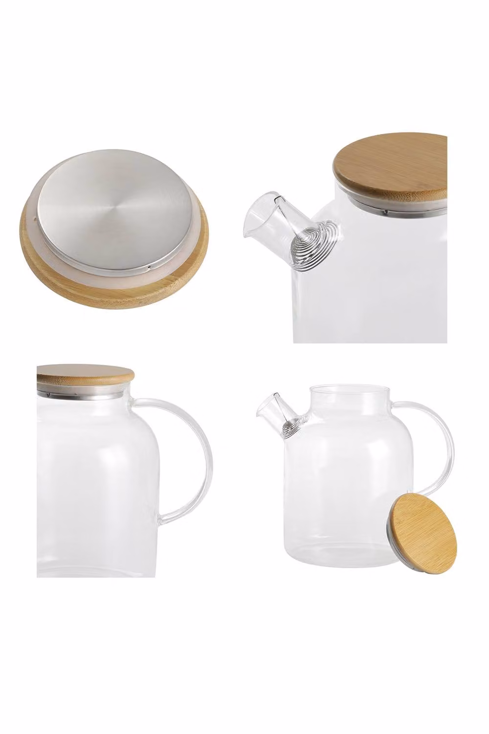 ExtraStar Transparent Glass Stovetop Teapot with Bamboo Lid, 1.8 l – 4