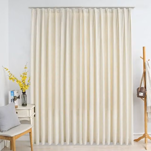 Berkfield Home Velvet Blackout Curtain in Cream with Hooks, W: 290 cm, H: 245 cm