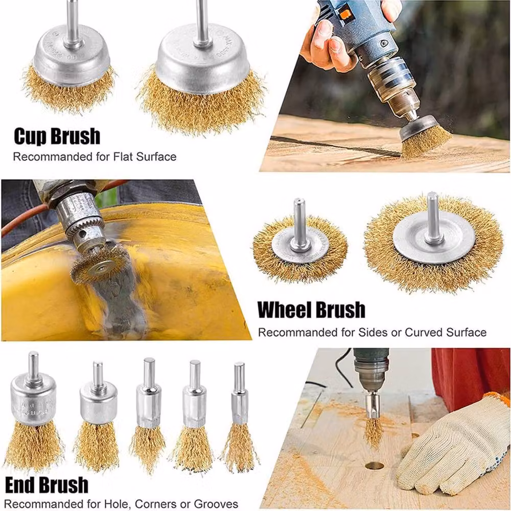 Havendro 27 Piece Steel Wire Brush Set Rotary Drill Attachments in Beige – 3