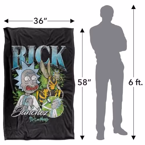 LOGOVISION Rick and Morty Rick Sanchez Homage Super Soft Fleece Throw Blanket, Multicolour, W: 91 cm, D: 147 cm – 4