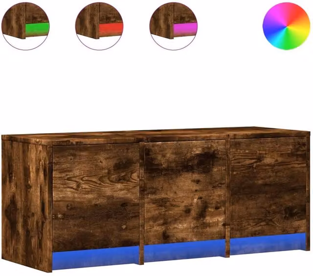 Berkfield Home Modern TV Cabinet in Smoked Oak Brown with LED, W/D/H: 97 x 34 x 40 cm