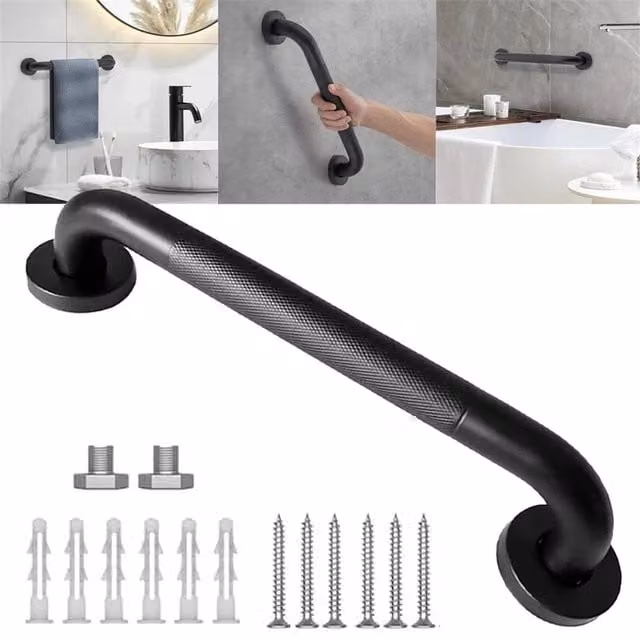 Nordara Black Stainless Steel Anti-Slip Heavy Duty Outdoor Wall Handrail
