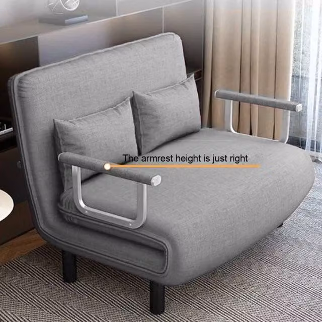 FORGEVIO Grey Fabric Click Clack Sofa Bed with Metal Frame, W/D/H: 90 x 190 cm – 1