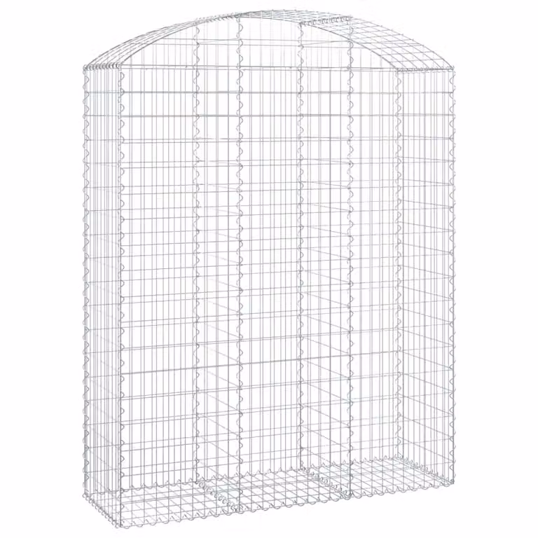 Berkfield Home Arched Gabion Basket in Silver Galvanised Steel, W: 150 cm, D: 50 cm, H: 180-200 cm