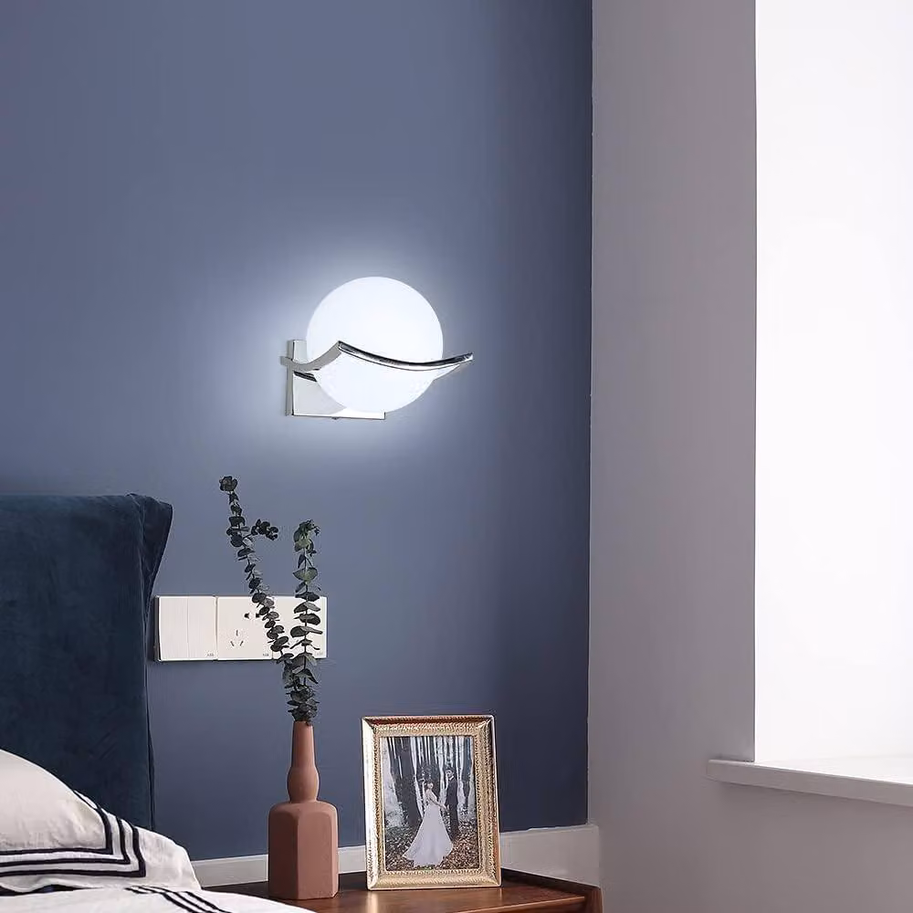 COMELY Modern Silver Glass Ball LED Wall Sconce with E27 Socket – 3