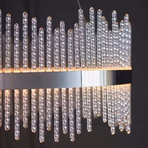 Netlighting Trapani Dimmable LED Pendant Ceiling Light in Chrome and Clear Glass, H35-163 cm – 6