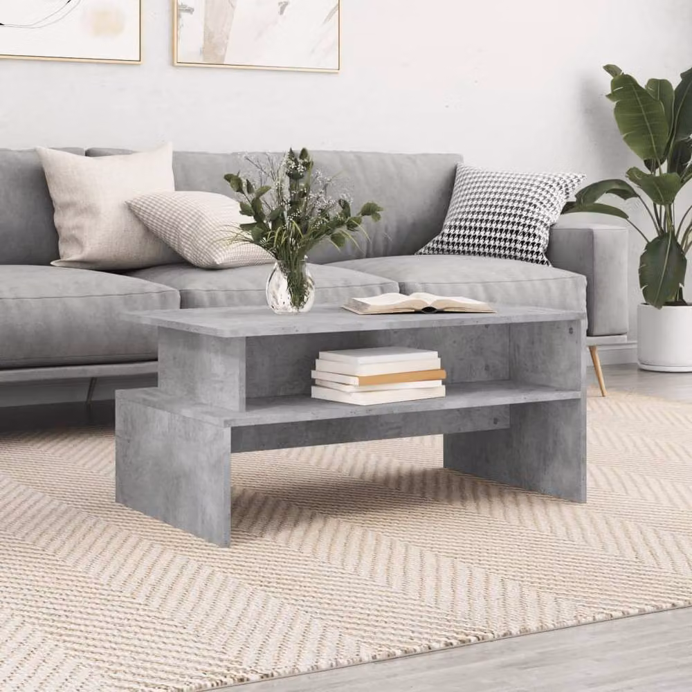 Berkfield Home Rectangular Coffee Table in Grey Composite Wood, W: 90 cm, D: 55 cm, H: 42.5 cm – 2