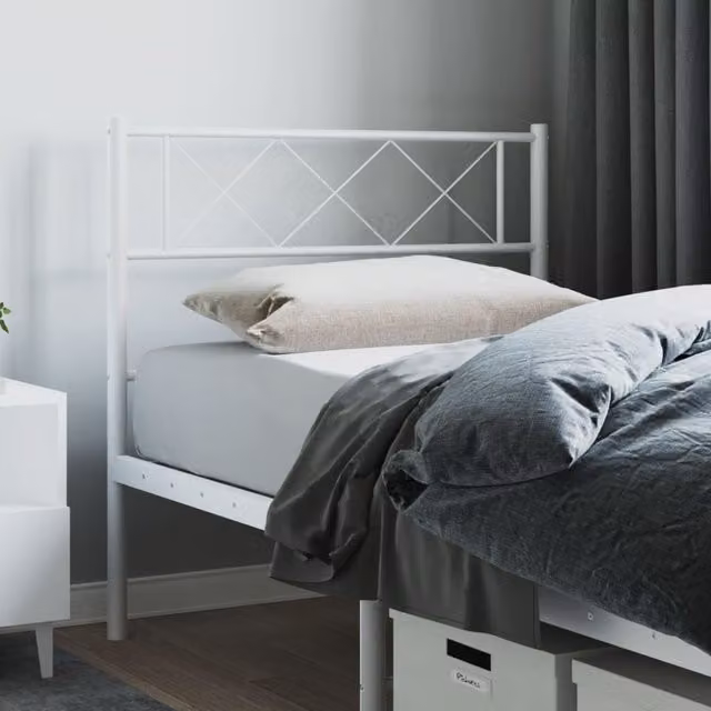 Berkfield Home Classic Metal Headboard in White, 100 cm