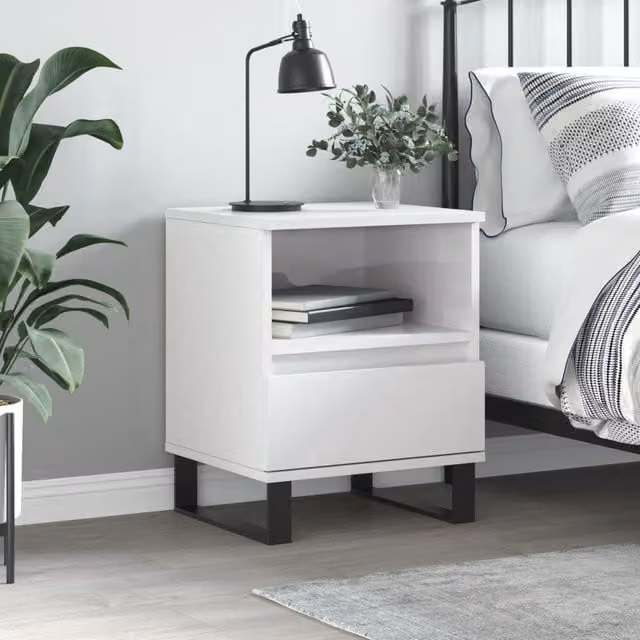 Berkfield Home High Gloss White Bedside Cabinet W/D/H: 40 x 35 x 50 cm – 1