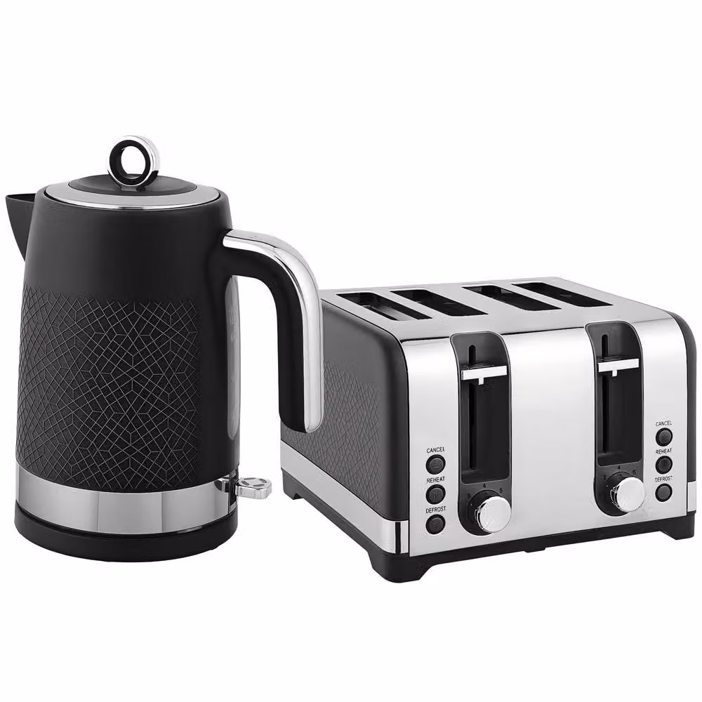STILVORA Kettle and Four-Slice Toaster Set in Black – 4