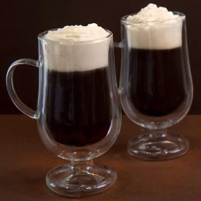La Cafetire Set of 2 Large Double-Walled Irish Coffee Glasses, Transparent