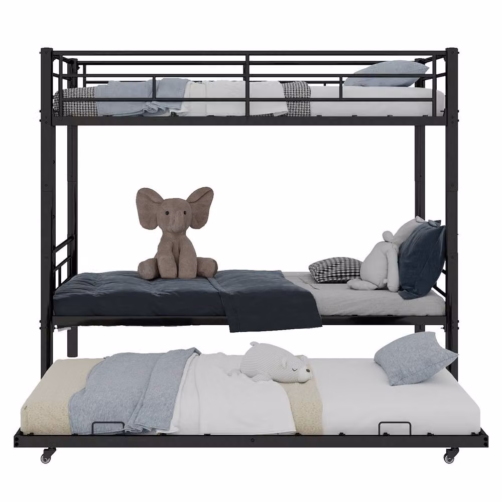 Matteo Black Metal 2-Tier Bunk Bed for Children, W/D/H: 90 x 200 cm – 3
