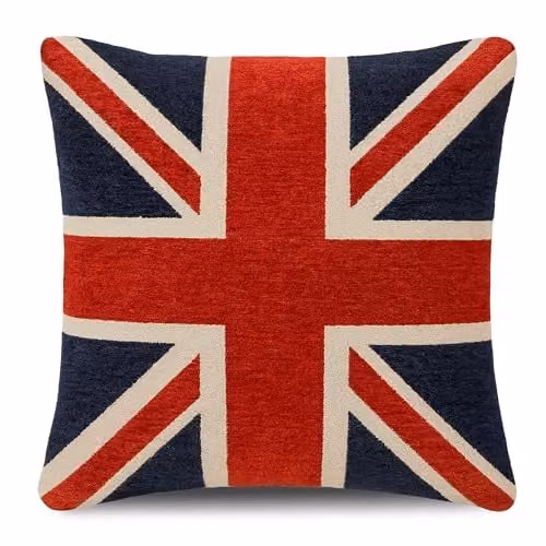 Rapport Home Union Jack Chenille and Polycotton Cushion Cover, Multicolour, W/D/H: 45 x 45 x 45 cm