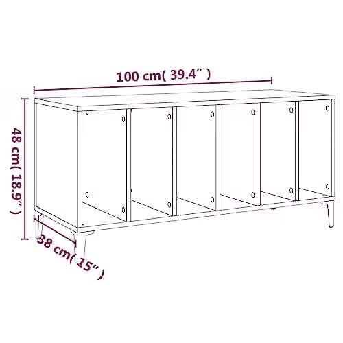 vidaXL Industrial Record Cabinet in Grey and Black, W/D/H: 100 x 38 x 48 cm – 3