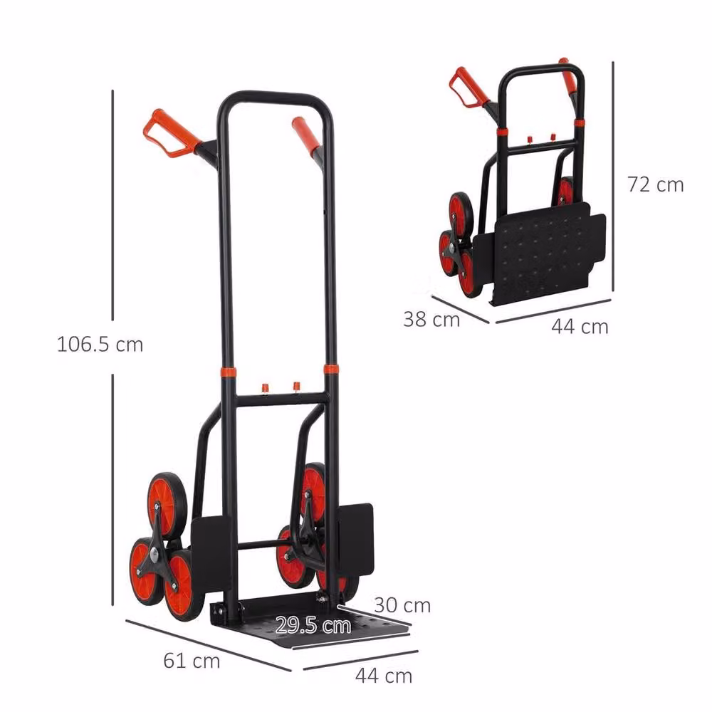 Kelvenix 6-Wheel Folding Steel Trolley Hand Truck in Black, W: 52 cm, H: 106.5 cm – 2