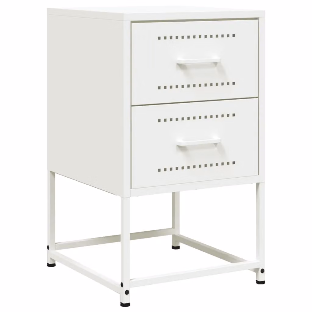 Berkfield Home White Metal Bedside Cabinet W/D/H: 36 x 39 x 60.5 cm – 2