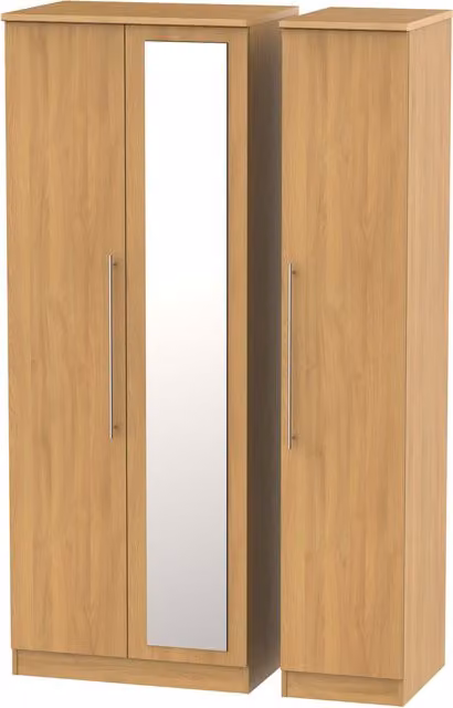 Ready Assembled 2 U Carlton Tall Triple Mirror Wardrobe in Natural