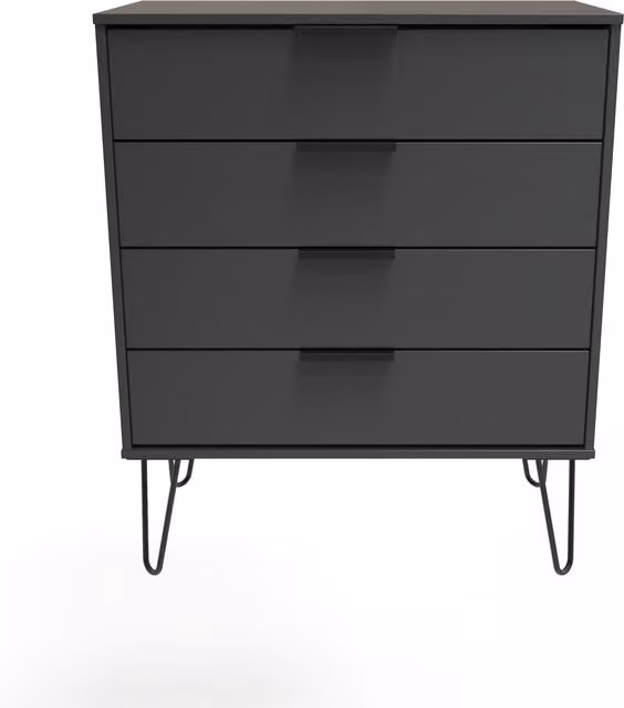 Ready Assembled 2 U Fuji 4 Drawer Chest in Dark Grey