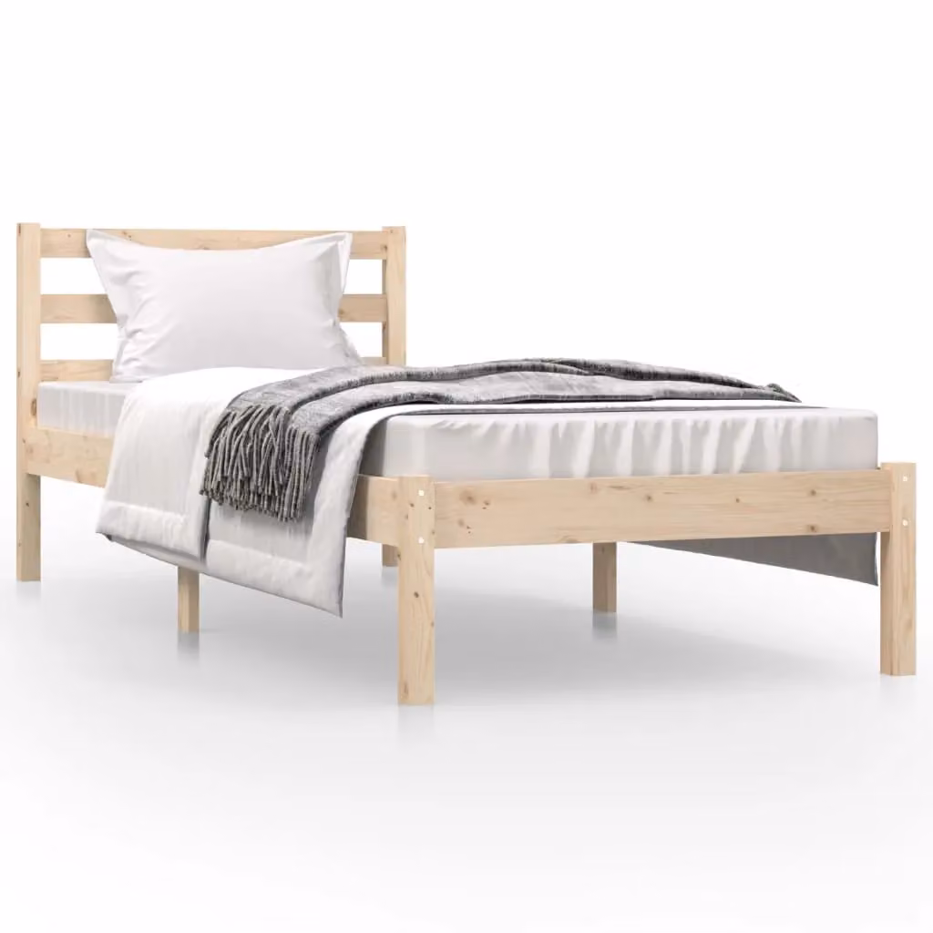 Berkfield Home Small Single Solid Wood Pine Bed Frame, Brown, W: 75 cm, L: 190 cm – 2