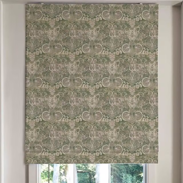 Linda Barker Home Jaipur Made To Measure Blackout Roman Blind in Emerald Green Floral Design